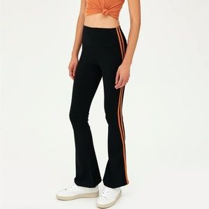 Splits59 Black Leggings with Orange Stripes